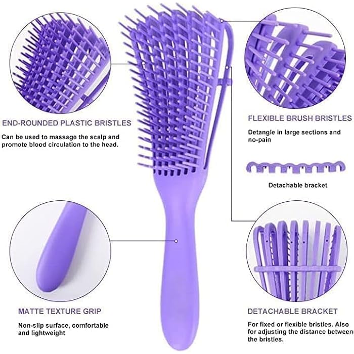 Two pieces Brush for Curly Hair Non-slip Rubber Octopus Hair Brush Comb Scalp Massage Brushes Bathroom Accessories(Multicoror) - Image 2